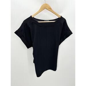 West Kei Black Short Sleeve Tie Waist Shirt Blouse Women's Size Small S